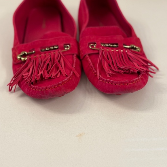 Larroude Red Fringe Loafers - Picture 2 of 7